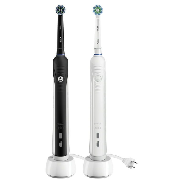 Oral-B Pro 1000 CrossAction Rechargeable Electric Toothbrush Pack, Black and White, 2 Count Oral-B Pro 1000 CrossAction Rechargeable Electric Toothbrush Pack, Black and White, 2 Count