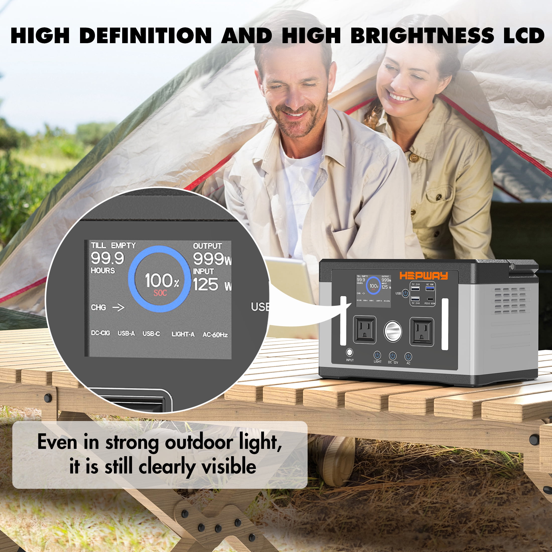 HEPWAY Euler P700 Portable Power Station 700W (Surge 1000W) 577Wh Solar Generator 120V AC Outlets, 3000+ Cycles Solar Power Bank for Home Backup Battery Emergencies, Camping & RVs, Blackout, CPAP