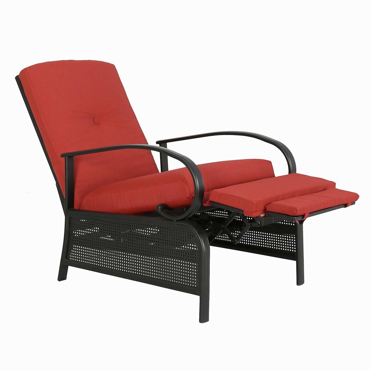 Ulax Furniture Patio Recliner Chair Automatic Adjustable Back Outdoor Lounge Chair With 100 Olefin Cushion Sailcloth Beige Walmart Com Walmart Com