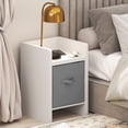thumbnail image 2 of Furinno VIOLA Night Stand, Nightstand, Thick Frame End Table with Storage Bin, Side Table, End Table, for Living Room, Bedroom, White/Light Grey, 2 of 5