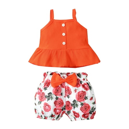 

Fsqjgq Baby Girl Leggings 3-6 Months Toddler Girls Sleeveless Vest Tops and Floral Prints Shorts Outfits Sunflower Baby Blanket Cotton Blend Orange 18M