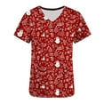 thumbnail image 4 of Holiday Gifts! Titcea Christmas Scrub Tops Women Xmas Printed Short Sleeved V Neck Scrub Tops with Pockets Lightweight Stretchy Cute Working Uniform, 4 of 5