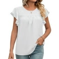 thumbnail image 3 of Fesfesfes Shirts for Women's Fashion Casual Spring And Summer Solid Color Round Neck Short Sleeve Blouse Tops Womens Workout Tops L(US:8), 3 of 9
