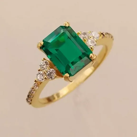 925 Sterling Silver Certified Natural Green Emerald Handmade Ring Engagemant Ring