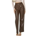 thumbnail image 4 of Pxiakgy Leather for women Women Leather Leggings High Waisted Lined Stretchy Pants Buttom Tights Bronze + L, 4 of 9