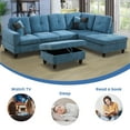 thumbnail image 3 of Aukfa 103" Sectional Sofa with Storage Ottoman, L Shape Couch for Living Room, Right Facing Chaise, Flannel, Blue, 3 of 11