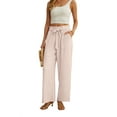 thumbnail image 2 of JWD Women's Wide Leg Pants with Pockets High Waist Adjustable Knot Loose Casual Trousers Business Work Casual Pants Light Apricot Small, 2 of 10