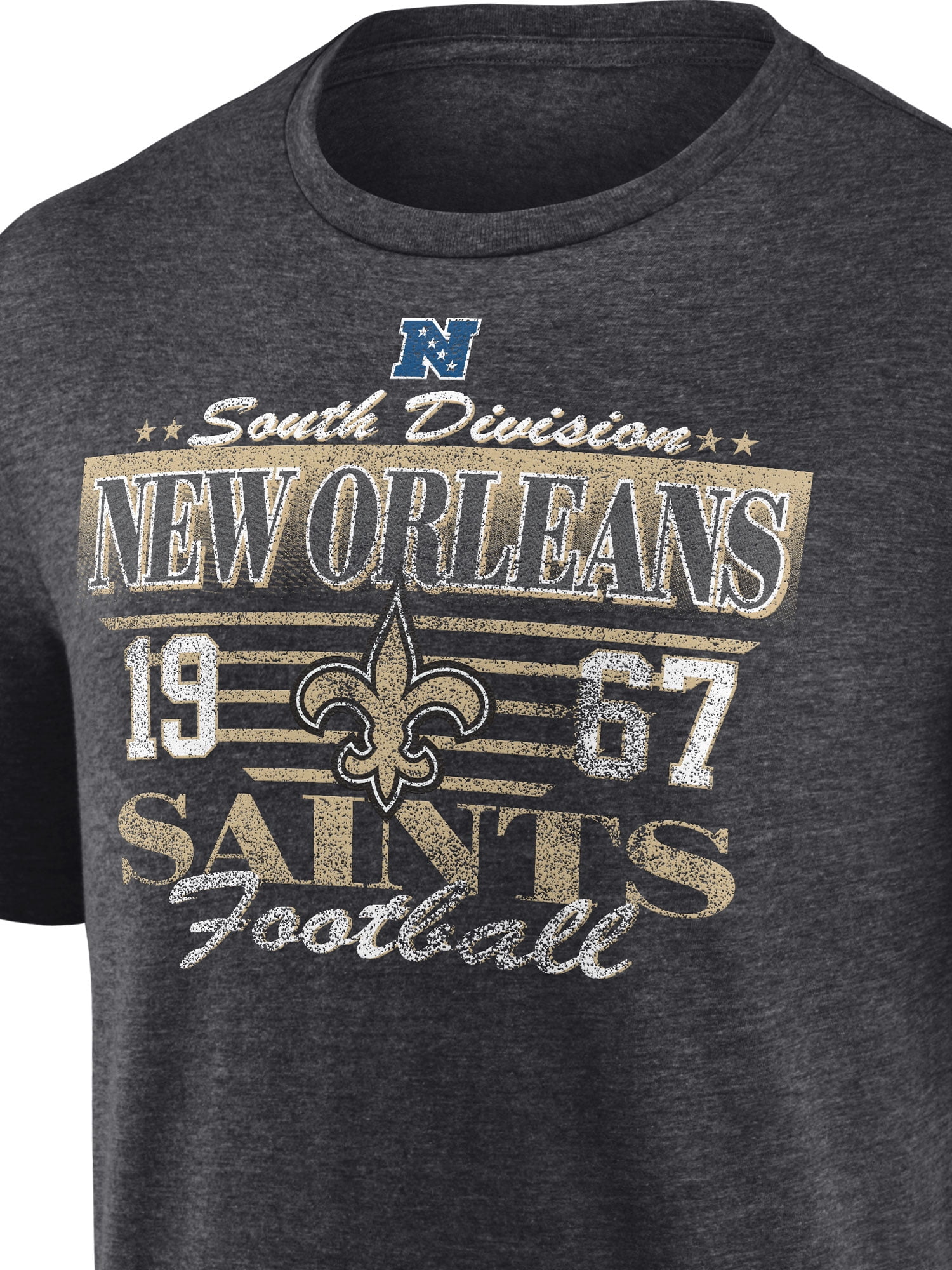 NFL New Orleans Saints Men's Synthetic Charcoal Heather Short Sleeve T-Shirt