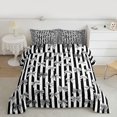thumbnail image 2 of Feelyou Cartoon Bowknot Twin Comforter Sets, Black Stripes Lines Bedding Set, 2-Piece, 2 of 8