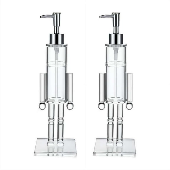 2 PCS Clear Nutcracker Soap Dispenser, Refillable Plastic Hand Soap Bottle for Christmas Holiday Decor, Elegant Kitchen & Bathroom Countertop Decoration