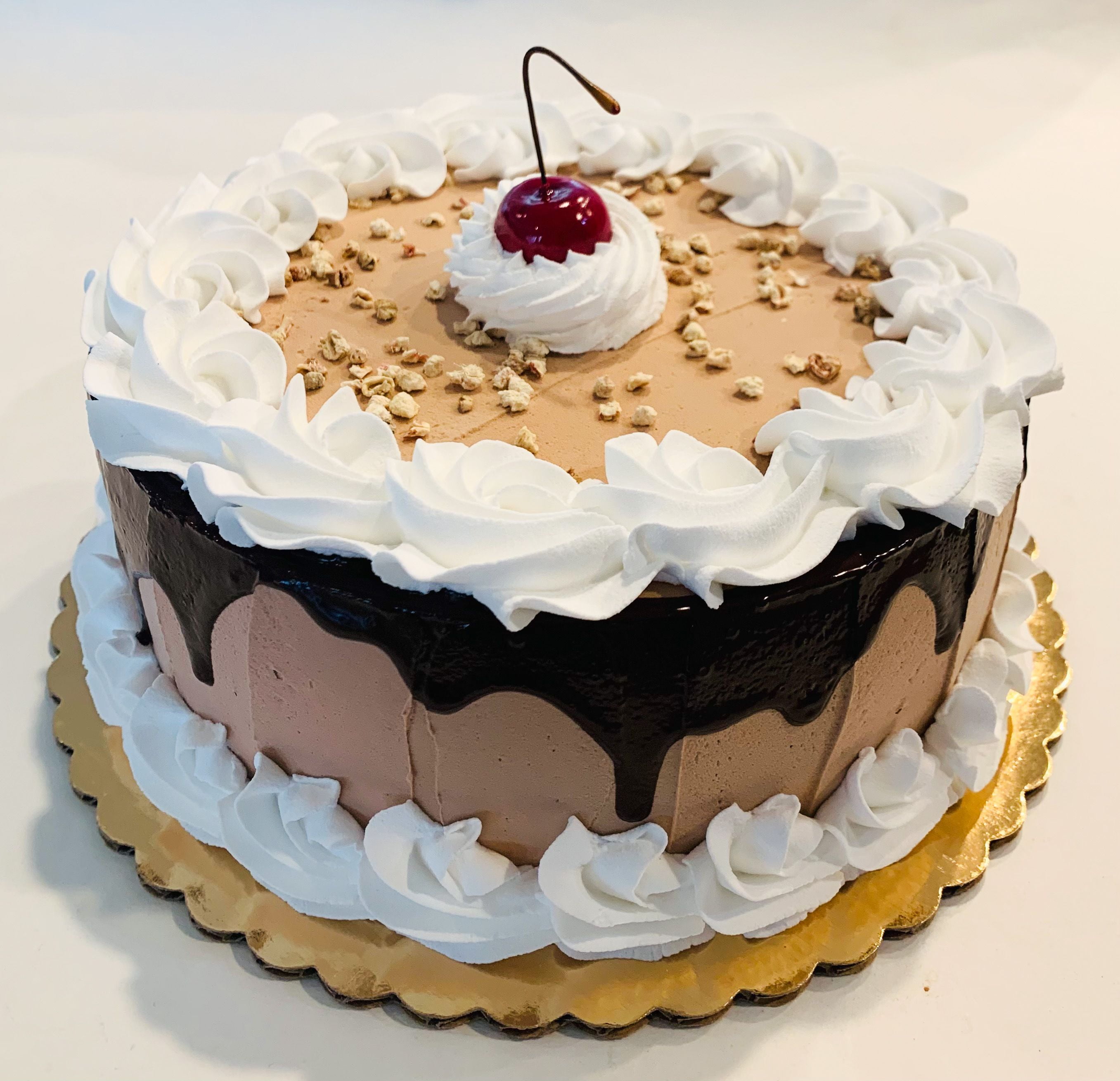 Large Chocolate Drizzle Fake Cake Display 9&quot; Faux Cake