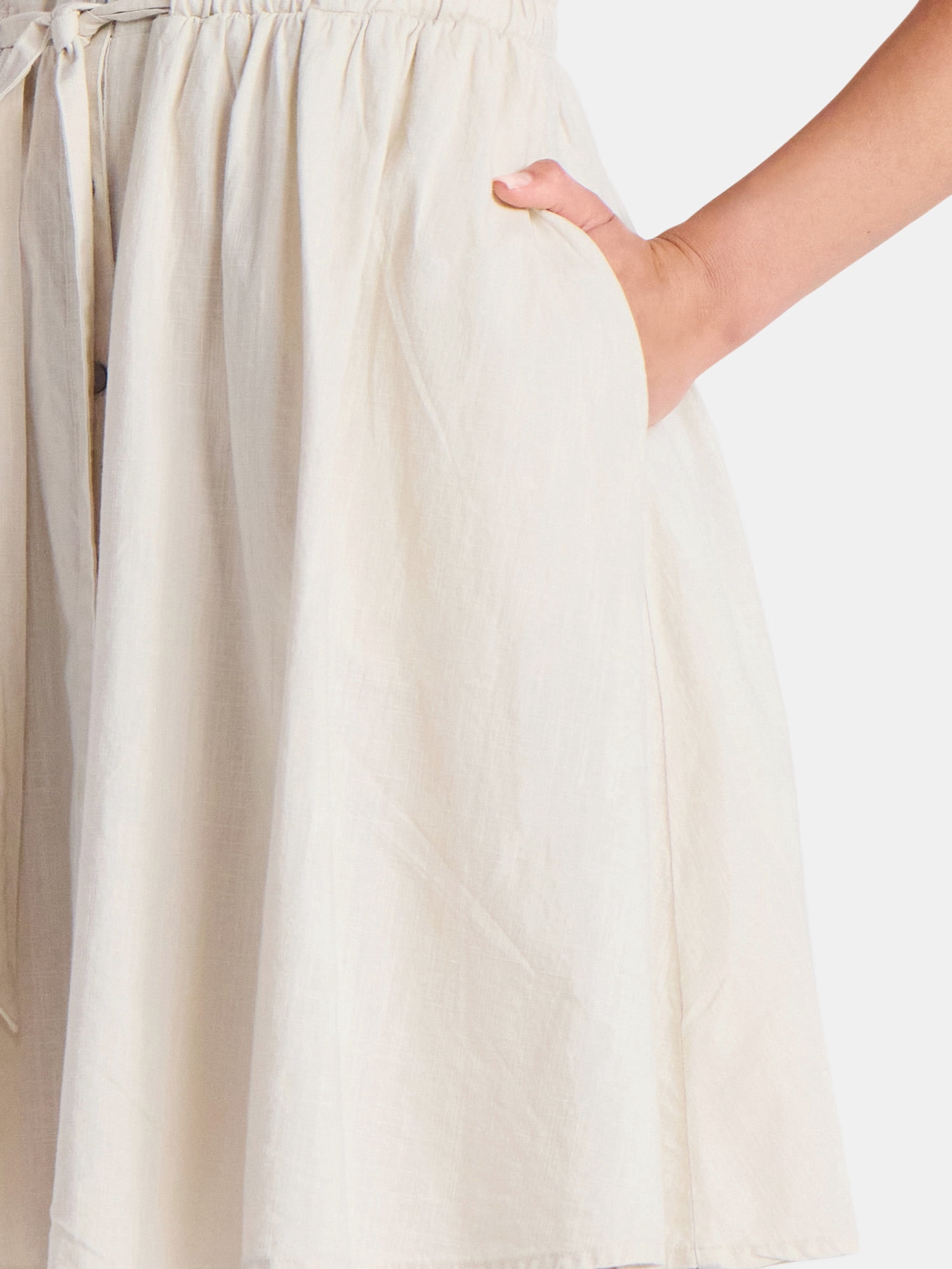 Time and Tru Women's and Women's Plus Button Front Cotton Mini Dress with Flutter Sleeves, Sizes XS-4X