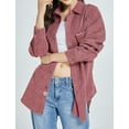 thumbnail image 5 of SSLR Womens Corduroy Shacket Jacket Shirt Oversized Button Down Shirts Long Sleeve Casual Tops, 5 of 8