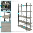 thumbnail image 3 of Sunnydaze Industrial-Style 5-Tier Bookshelf, Oak Gray, 3 of 6