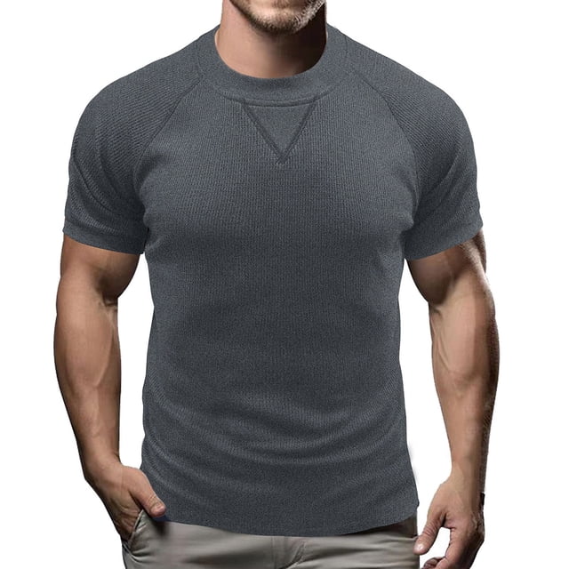 pstuiky Camisas casuales de manga corta para hombre, Camisa de punto suelta de manga corta con botones sólidos de verano para hombre ropa de hombre m