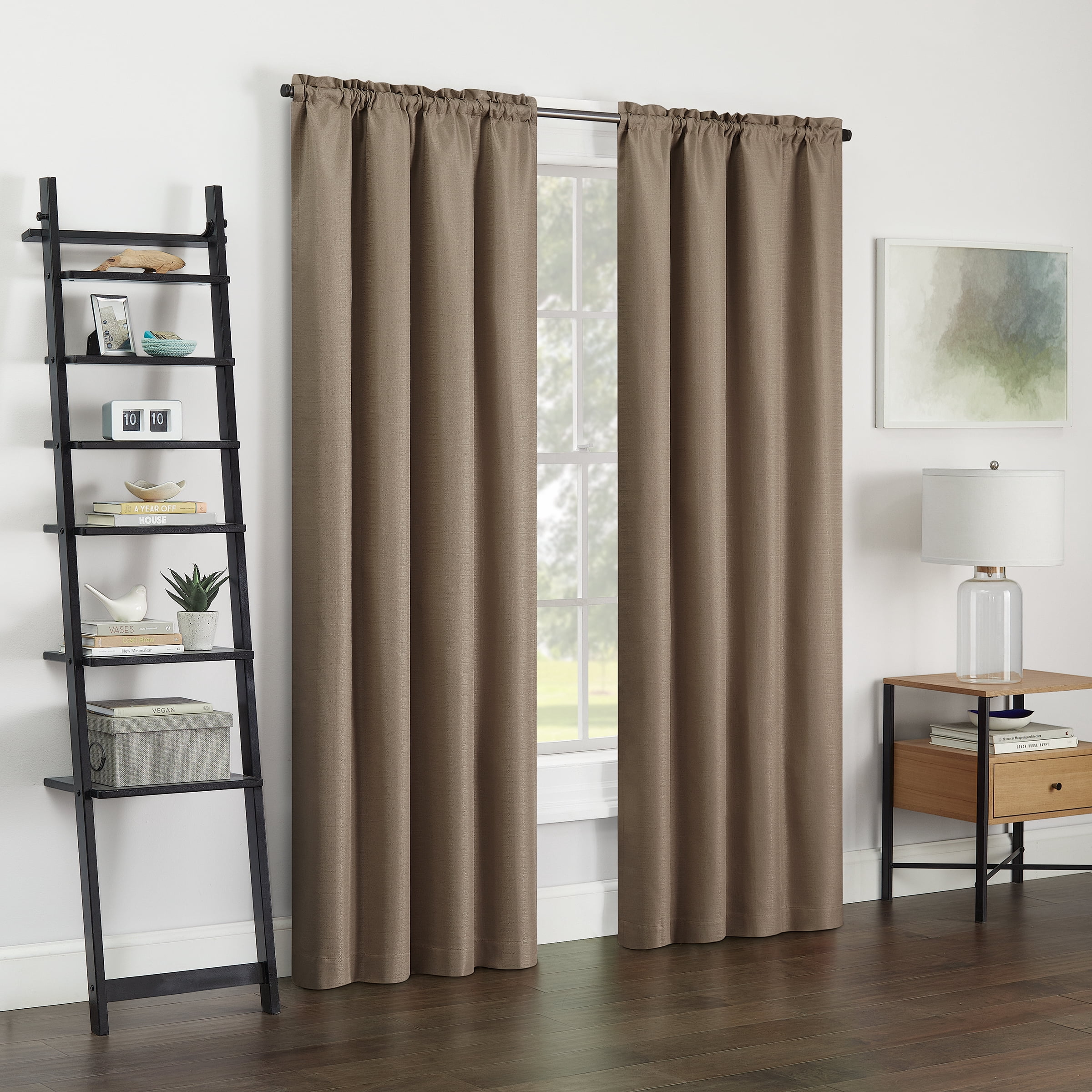 Eclipse Samara Solid Blackout Curtains, Single Curtain Panel, 63 Inch Long Blackout Curtains, 42" W x 63" L, Toffee