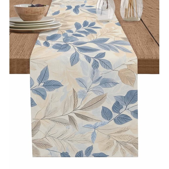 Table Runner Blue Eucalyptus Leaves Table Decoration for Kitchen Dinning Vintage Table Decoration for Indoor Outdoor Party Wedding Decor 13x90 Inch