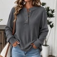 thumbnail image 2 of Pullover Sweaters for Women Zaewscy Women's Henley Neck Button Ribbed Knit Long Sleeve Loose Pullover Sweater Dark Gray XXXL, 2 of 8