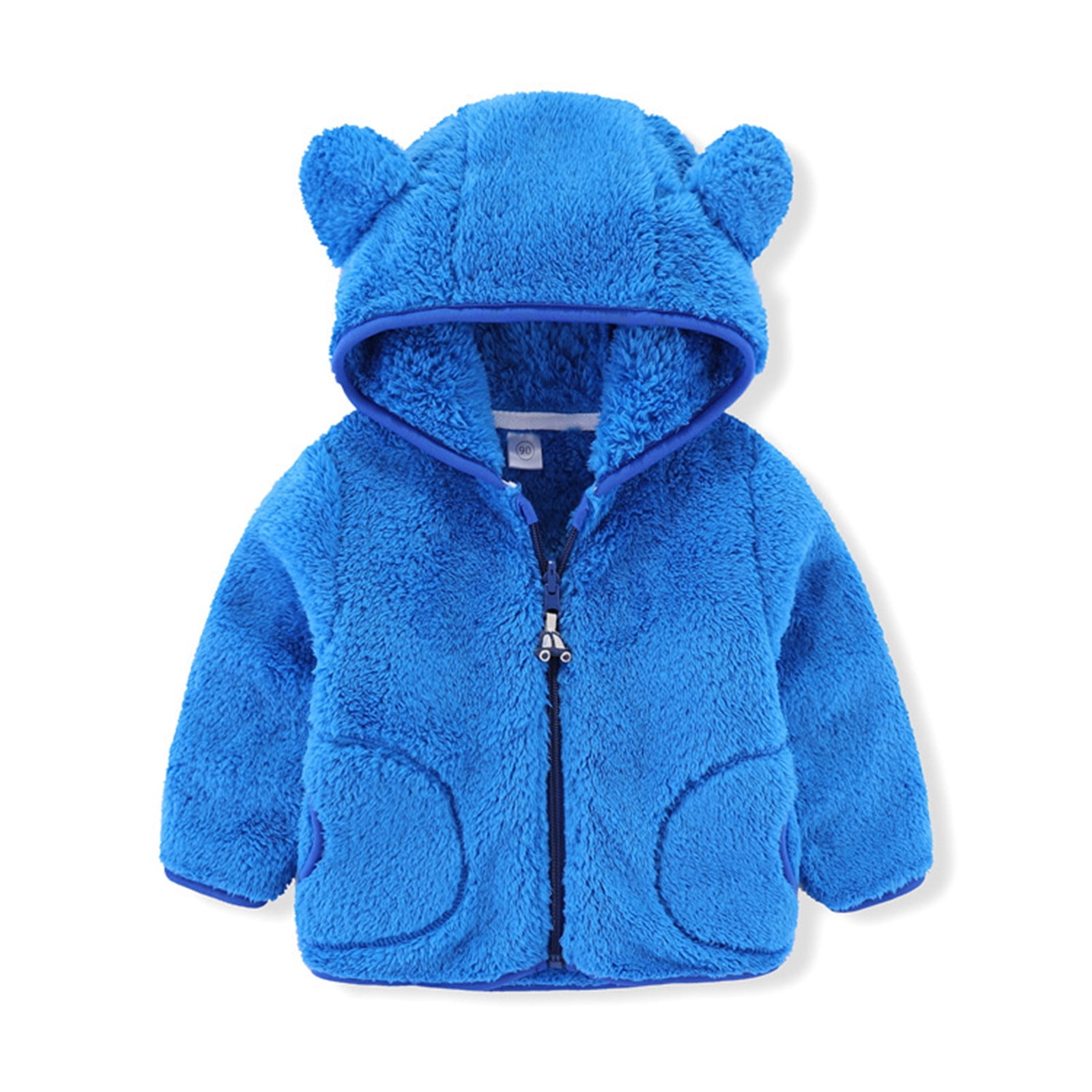 waitFOR Toddlers Kids Solid Bear Ear Hoodies Down Jacket Baby Boys Girls Casual Long Sleeve Thick Windproof Coat Hoody Windbreaker Zipper Tops Wadded Coat Padded Outwear,Suit for 6 Months to 4 Years