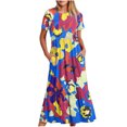 thumbnail image 1 of Pisexur Robe à Manches Courtes Col Rond Mode Femme Robe Imprimée Col Rond Blouse Femme en Solde, 1 of 4