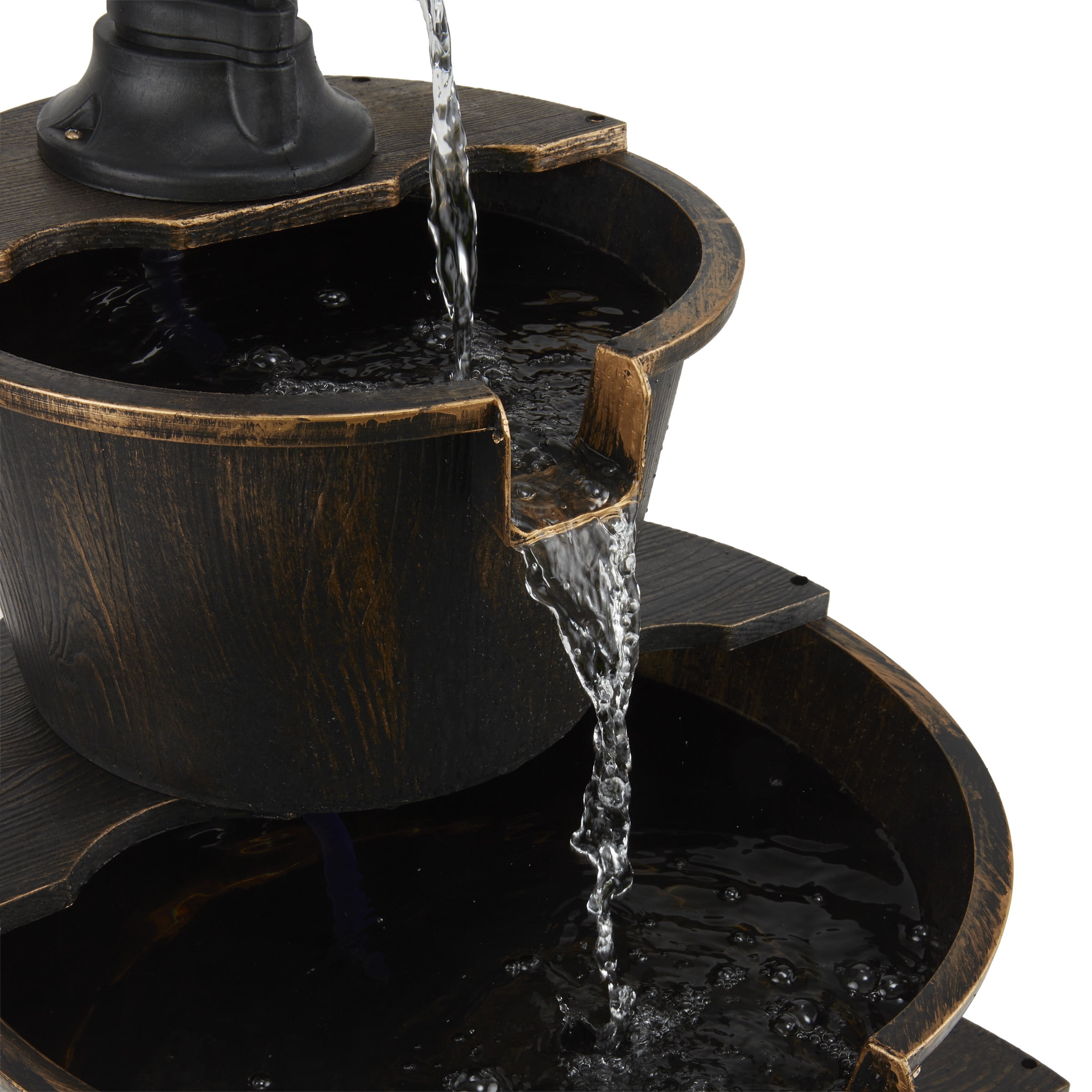 Alpine Corporation 40" Three Tier Pump Outdoor Fountain Decor, Brown