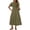Army Green, variant on Women's V-Neck Short Sleeve Midi Dress Pleated Boho Beach Casual Summer Vacation Elastic Waist Pockets Solid Color Dresses, Red XXL