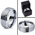 thumbnail image 4 of Tungsten Idaho The Gem State Potato Band Ring 8mm Men Women Comfort Fit Gray Step Bevel Edge Brushed Polished, 4 of 4