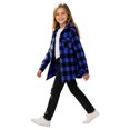 thumbnail image 3 of Tiijoy Girls Plaid Hooded Wool Blend Shacket Button-Down Shirt Jacket, Blue, Sizes 4-13, 3 of 5