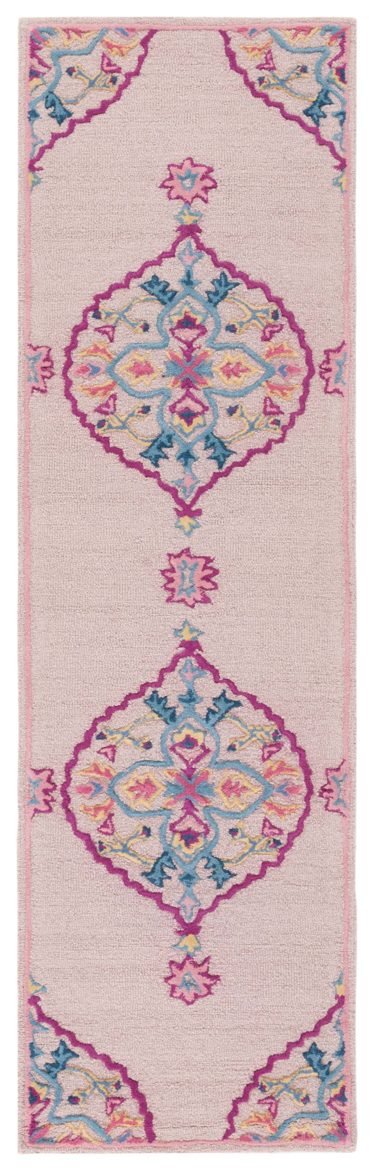 SAFAVIEH Bellagio Rio Floral Wool Runner Rug, Light Pink/Multi, 2'3" x 11'