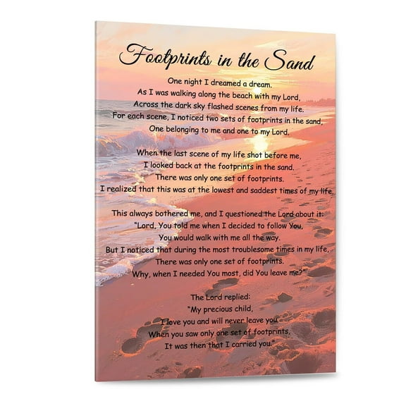 Footprints In The Sand Wall Art Religious Poem Poster Jesus Christian Print Retro Canvas Motivational Quotes Painting Pictures Home Decor