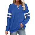 thumbnail image 1 of Womens Casual Sweatshirts Color Block Long Sleeve Sweaters Buttons Henley, 1 of 5