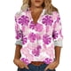 thumbnail image 1 of Camisas de cuello de la tripulación de manga corta para las mujeres hawaiana impreso cuello acampanado blusa casual suave verano playa top, 1 of 6