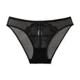 thumbnail image 5 of Lace Thong for Women, No Show Underwear, Breathable Comfort Panties Soft Mid-Rise Undies, Tanga, Black, Small, 5 of 6