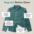 thumbnail image 6 of Joe & Bella Magnetic Button Shirt for Men, Adaptive Clothing for Men - Magnetic Closure Dress Shirts - Long-Sleeve, Tailored Fit, Hidden Magnets, Easy One-Hand Dressing, Stretch Cuffs, Green - XL, 6 of 6