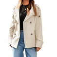 thumbnail image 5 of Double Breasted Women Long Sleeved Casual Trench Coat Lapel Jacket, 5 of 6