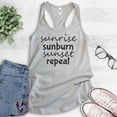 thumbnail image 2 of Sunrise Sunburn Sunset Repeat Tank Top, Ladies Racerback Tank Top, Beach Tank, Vacation Tank, Silver Gray, Medium, 2 of 3