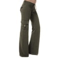 thumbnail image 3 of Grianlook Women Trousers Low Waisted Yoga Pants With Pockets Bottoms Ladies Long Sweatpants Full-Length Elastic Waist Jeggings green 4XL, 3 of 7