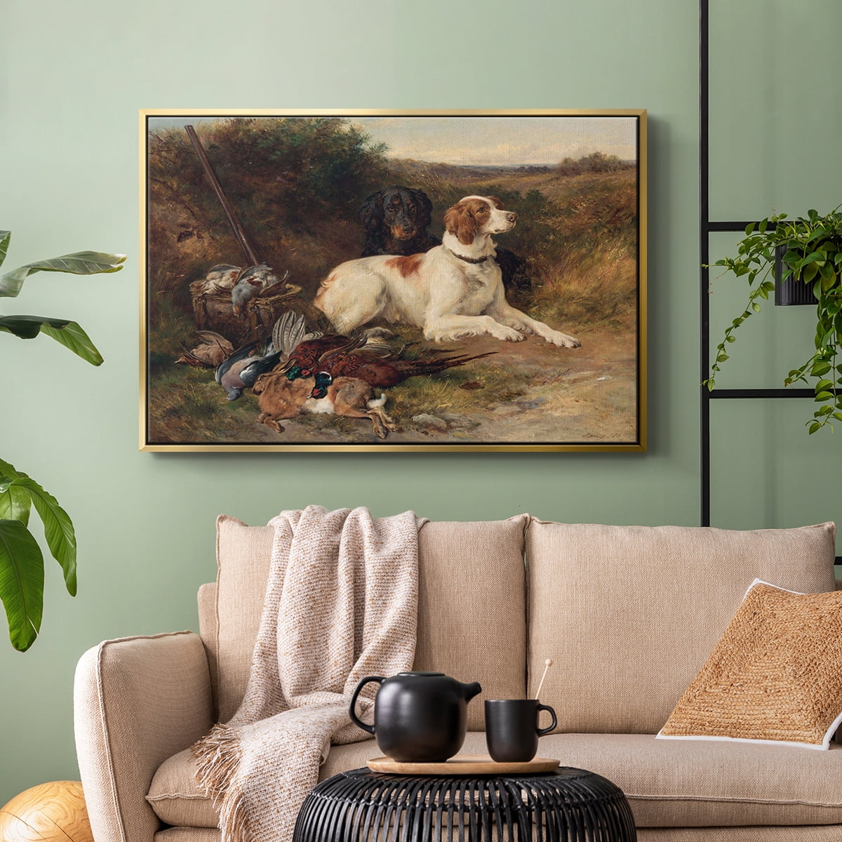 Vintage Animal Print-XIV By Wexford Home Framed in Gold Wood Gallery Wrapped Canvas 17 in. x 25 in.