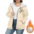 thumbnail image 4 of QUNYINEY Womens Jackets Casual Full Zip Fleece Love Heart Outerwear Pockets Long Sleeve Loose Fit with Hood Windbreaker Womens Coat, 4 of 5