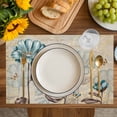 thumbnail image 4 of Blue Tulip Placemats Set of 6, Retro Flowers Leaves Butterfly Plants Khaki Placemats for Dining Table, Place Mats for Kitchen Tabletop, Waterproof Wipeable Dining Table Mats Set, 4 of 9