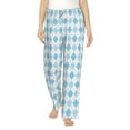 thumbnail image 2 of Goofa Blue and White Squares Printed Soft Pajama Pants for Women, Wide Leg Comfy Casual Lounge Yoga Pants-X-Large, 2 of 9