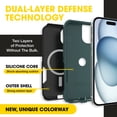 thumbnail image 2 of OtterBox Commuter Series Case - iPhone 17e, iPhone 16e, iPhone 15, iPhone 14, iPhone 13 - MagSafe Edition - Slim & Tough, Pocket-Friendly, with Port Protection - Black & Green, 2 of 8