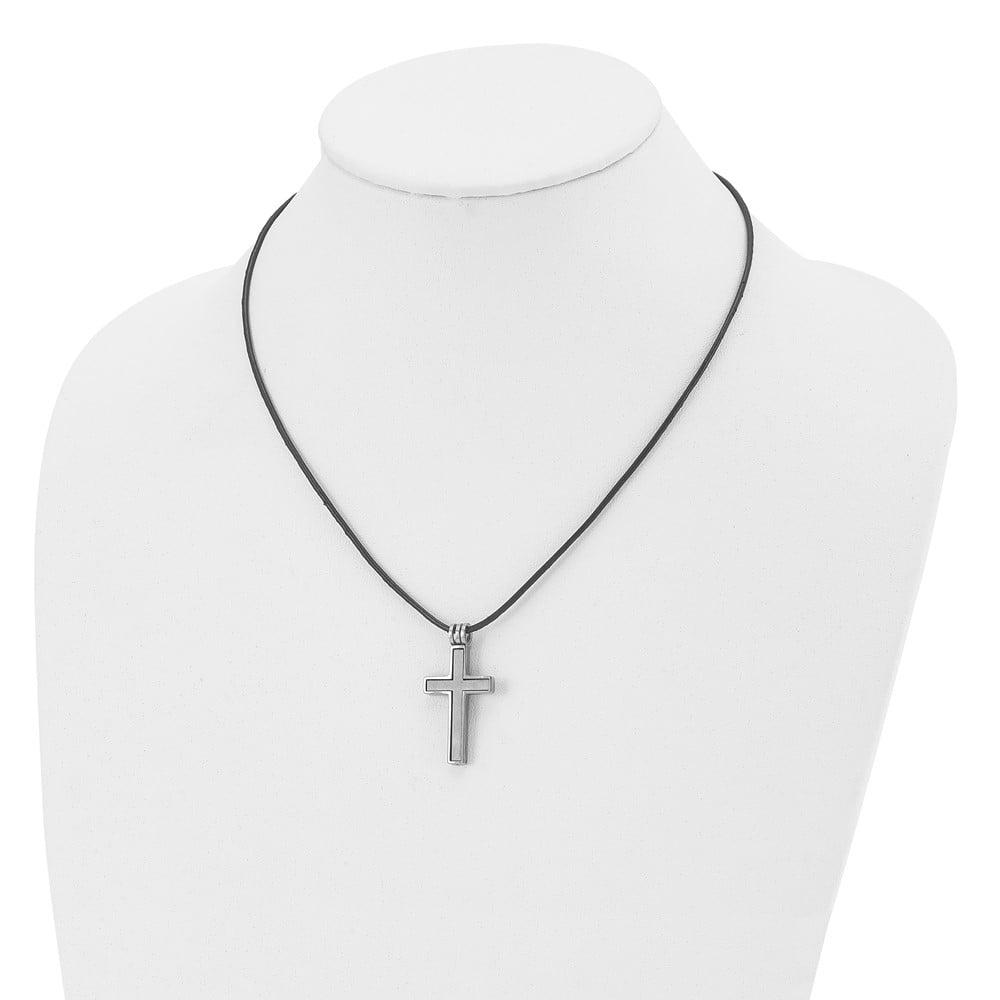 Titanium Cord Necklace with Pendants Chain Chisel Leather Cross 18 inch
