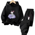 thumbnail image 3 of Conjunto de sudadera con capucha Kuromi para niñas y niños, sudaderas de manga larga para niños, primavera y otoño, camisetas con capucha informales de dibujos animados para niños de 3 a 14 años, 3 of 5