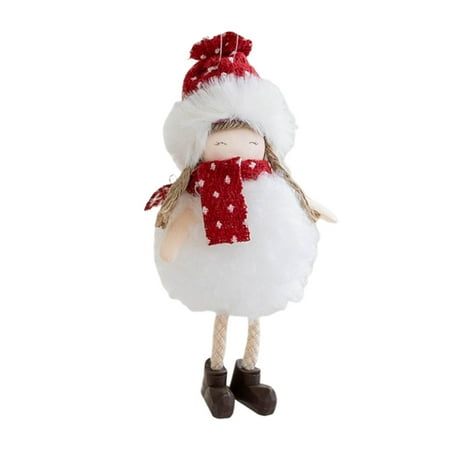 

Fur Clothes Christmas Doll Pendant with Slim Dangling Legs Christmas Tree Hanging Decor Old Man