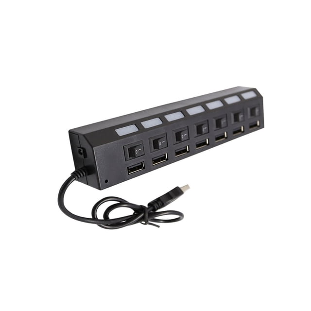 Extensor de adaptador USB de 7 puertos Ordenador portátil Divisor USB 2.0 de 480 Mbps con interruptores individuales Sweethay EL4921-01B