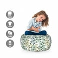 thumbnail image 2 of Floral Storage Toy Bag Chair, Detailed Leaves with Pointy Edges Stripes Spring Tones, Stuffed Animal Organizer Washable Bag, Small Size, Multicolor, by Ambesonne, 2 of 3