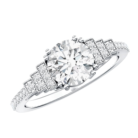 Rosec Jewels Certified Lab Grown Diamond Vintage Engagement Ring - EF-VS Quality - Ready To Gift, 925 Sterling Silver, US 4.00