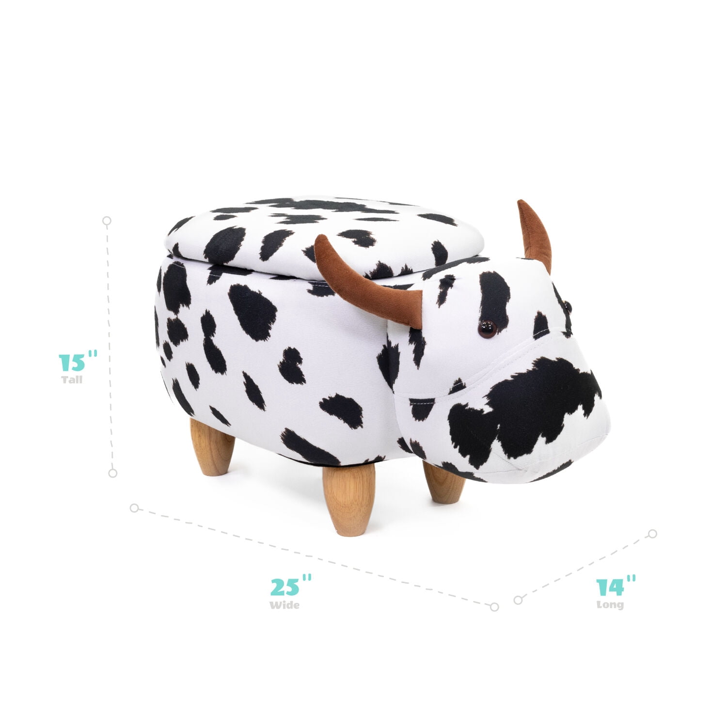 Critter Sitters 15-in. Seat Height Black-White Cow Animal Shape Storage Ottoman