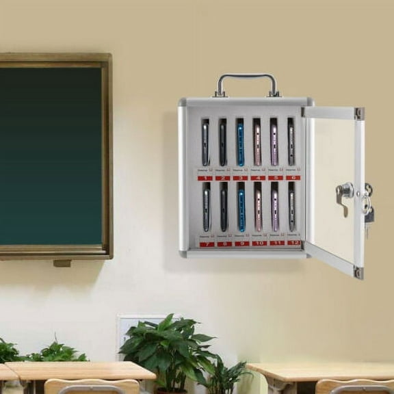 Cell Phones Storage Cabinet Clear Pocket Chart Storage Locker Box 12 Slots